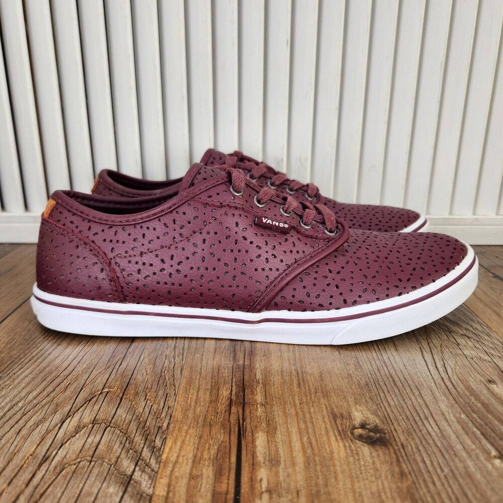 Vans UltraCush Laser Cut Sneaker Womens Size 9.5 Burgundy Leather Fashion Shoes